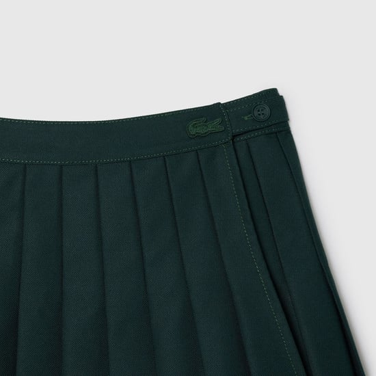 Lacoste damesrok van geplooide twill in groen - Image 3