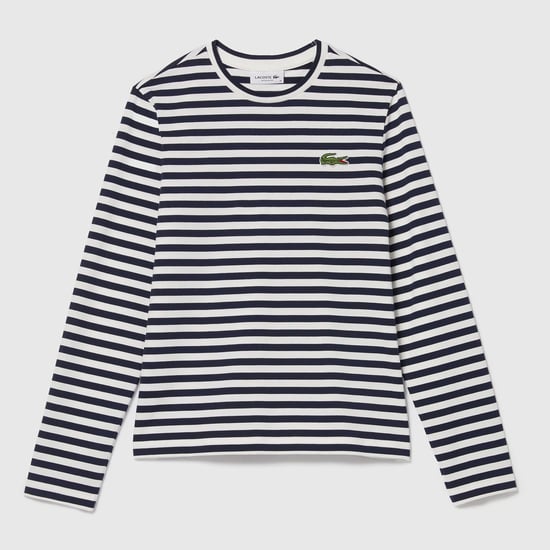 Women's Lacoste Striped Long Sleeve T-Shirt in Navy - Image 1