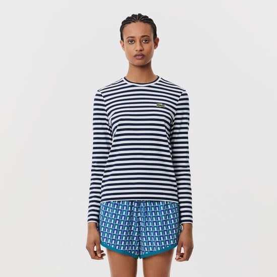 Women's Lacoste Striped Long Sleeve T-Shirt in Navy - Image 2