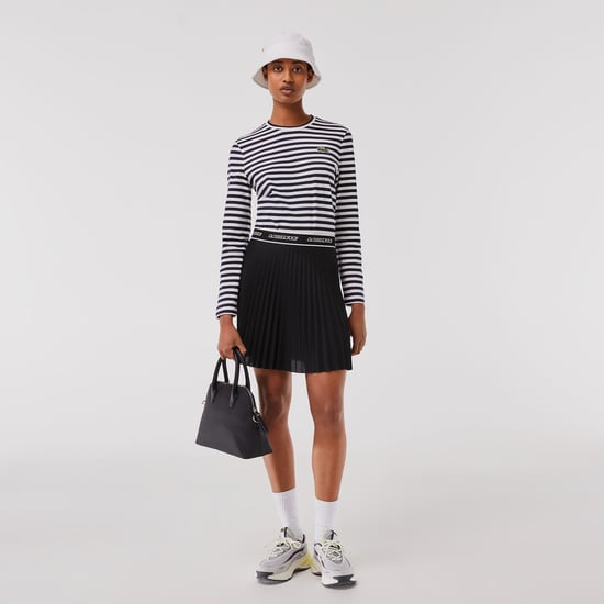Women's Lacoste Striped Long Sleeve T-Shirt in Navy - Image 4