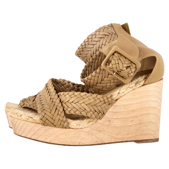 Hermès Criss-Cross Enkelsandalen met Wedge in Beige Leder - Image 4
