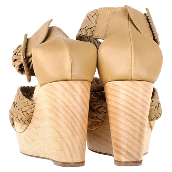 Hermès Criss-Cross Enkelsandalen met Wedge in Beige Leder - Image 5