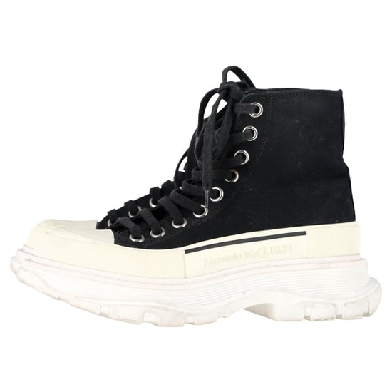 Alexander Mcqueen Tread Slick Hoge Sneakers in Zwart Canvas - Image 4