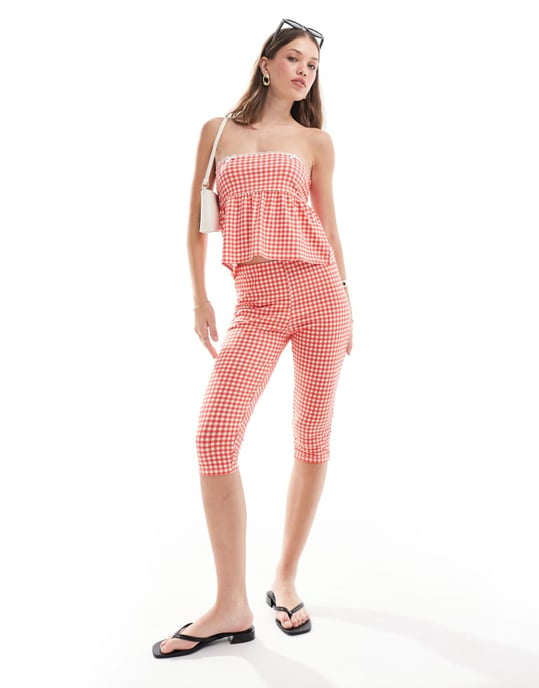 ASOS DESIGN peplem bandeau set i rutigt mönster - Image 2