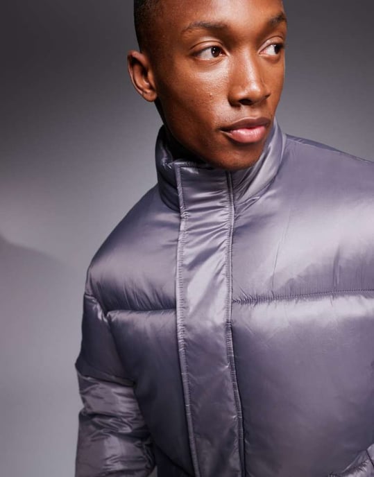 ASOS DESIGN överdimensionerad pufferjacka i grått - Image 3