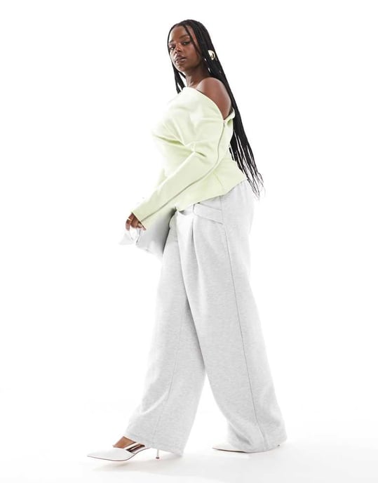 ASOS DESIGN Curve avskuren axelfodrad zip-topp i grön - Image 4