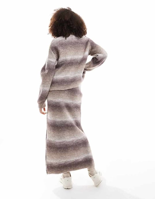 YAS ombre stickad maxi kjol set i neutral - BRUN - Image 2