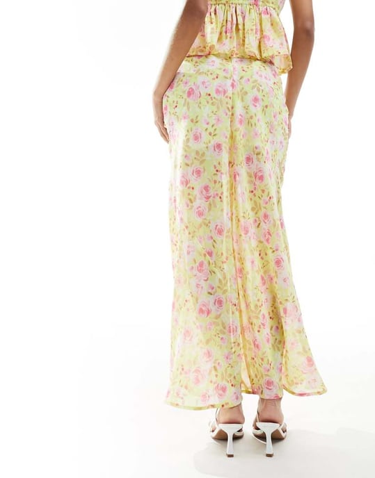 ASOS DESIGN spliced detail co-ord maxikjol i blommönster - Image 2