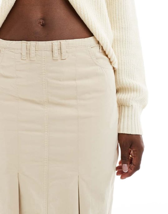 ASOS DESIGN denim boxfaldig konstigt kjol i sten - Image 3