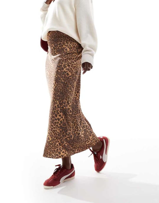 ASOS DESIGN satin sned midi i leopardmönster - Image 1