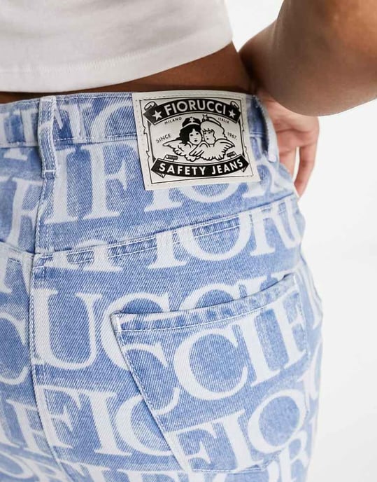 Fiorucci monogram denim minikjol i ljus vintage - Image 2