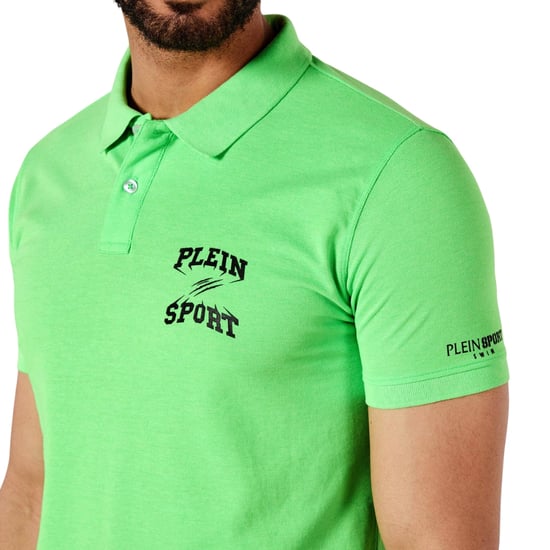 Plein Sport Scratch Logo Groene Polo Shirt - Image 4