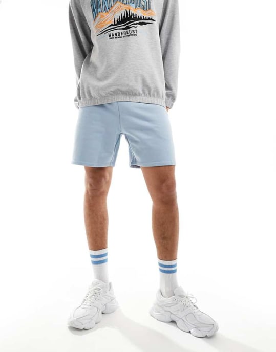 ASOS DESIGN premium oversized tyngre shorts i 400g/m² i blå - Image 1