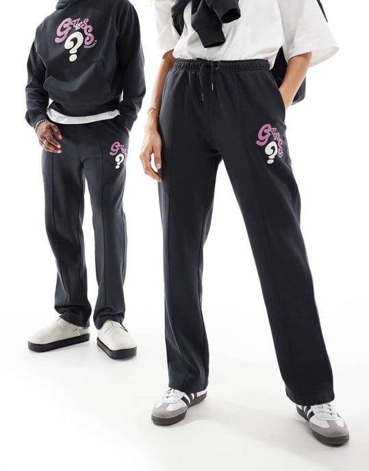 Guess Originals unisex koord vågiga joggers i tvättad svart - Image 4