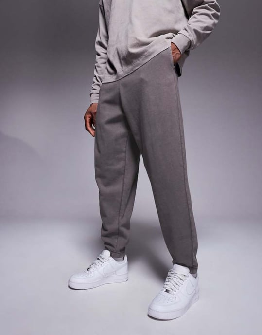 ASOS DESIGN oversized joggers i tvättad kolgrå - Image 2