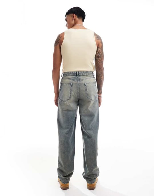 ASOS DESIGN baggyjeans med ton i ljus tvättblå - Image 2