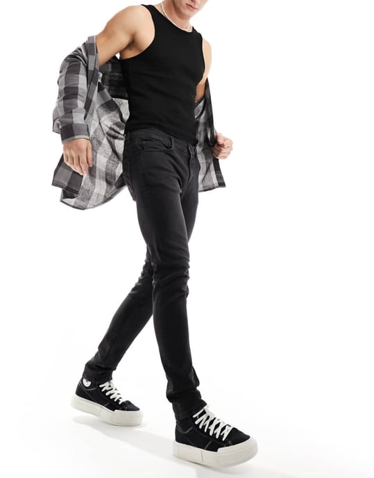 Dr Denim Chase slim fit jeans i mörkt slitet svart - Image 3