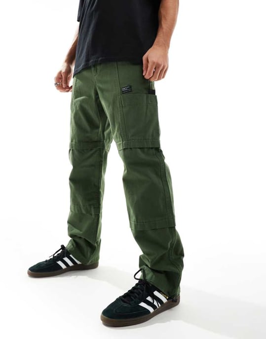ASOS DESIGN panelbyxor med lappar i khaki - Image 1