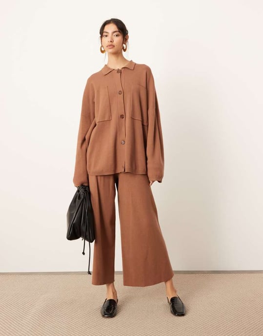 ASOS EDITION stickad vid benkofta i toffee - Image 2