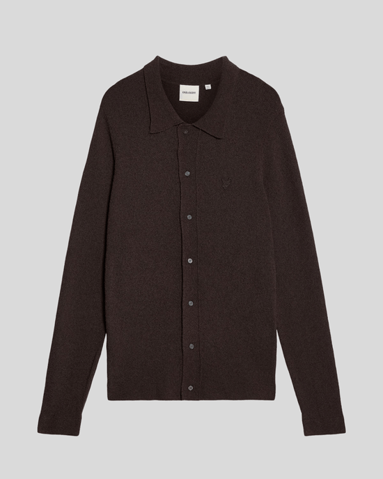 Lyle & Scott getextureerd gebreid vest met kraag - zwart - Image 5