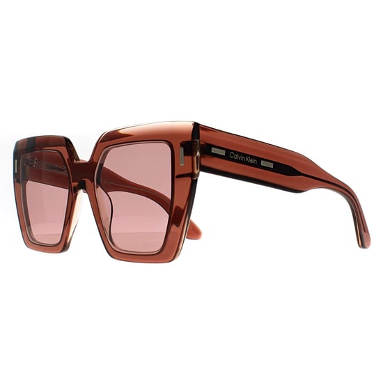 Calvin Klein Vierkant Dames Transparant Donkerbruin Bourgondië CK23502S - Image 2
