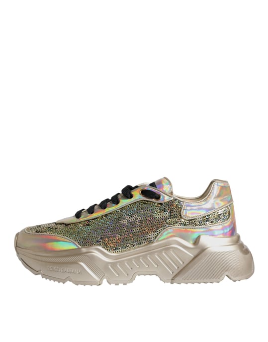 Dolce & Gabbana Gouden Pailletten Iriserende Daymaster Sneakers Schoenen - Image 6