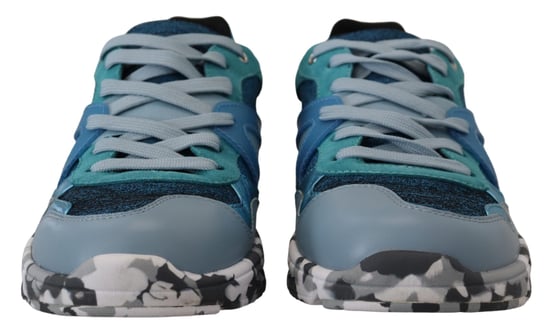 Dolce & Gabbana Blauwgriijze Leren Sport Lage Sneakers - Image 3