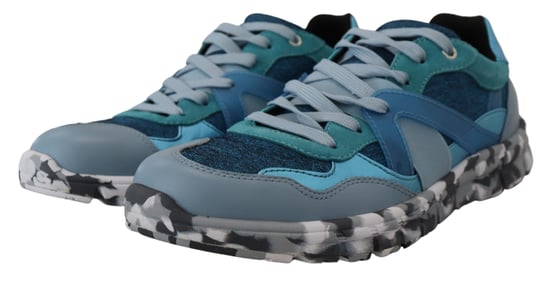 Dolce & Gabbana Blauwgriijze Leren Sport Lage Sneakers - Image 4
