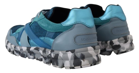 Dolce & Gabbana Blauwgriijze Leren Sport Lage Sneakers - Image 5