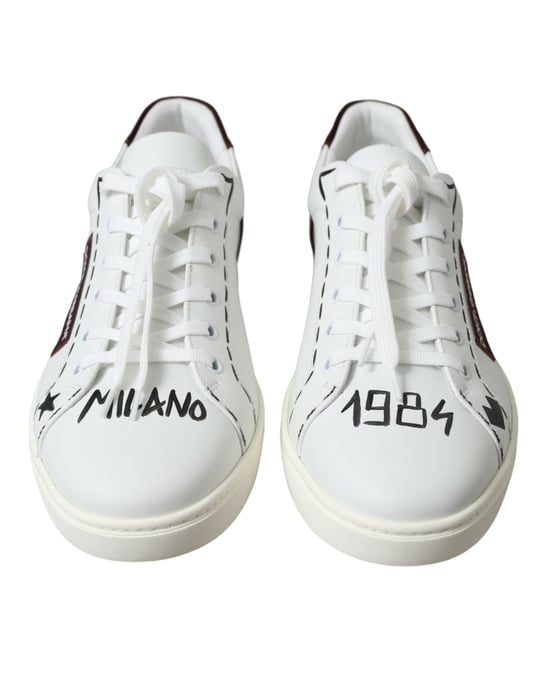 Dolce & Gabbana Witte Bordeaux Leren Logo Lage Sneakers Schoenen - Image 2