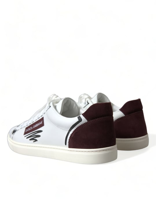 Dolce & Gabbana Witte Bordeaux Leren Logo Lage Sneakers Schoenen - Image 4