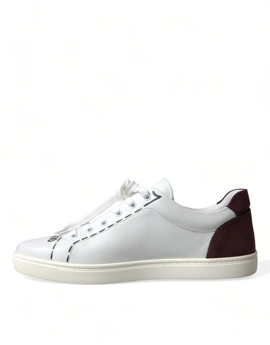 Dolce & Gabbana Witte Bordeaux Leren Logo Lage Sneakers Schoenen - Image 5