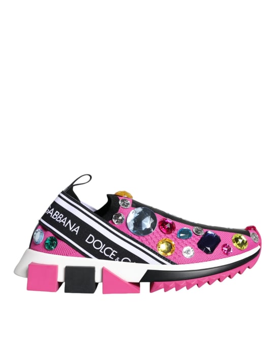 Dolce & Gabbana Roze Sorrento Kristallen Lage Sneakers Schoenen - Image 1
