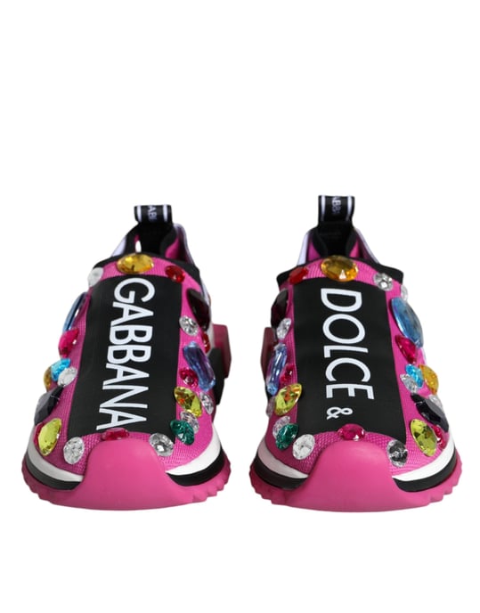 Dolce & Gabbana Roze Sorrento Kristallen Lage Sneakers Schoenen - Image 2