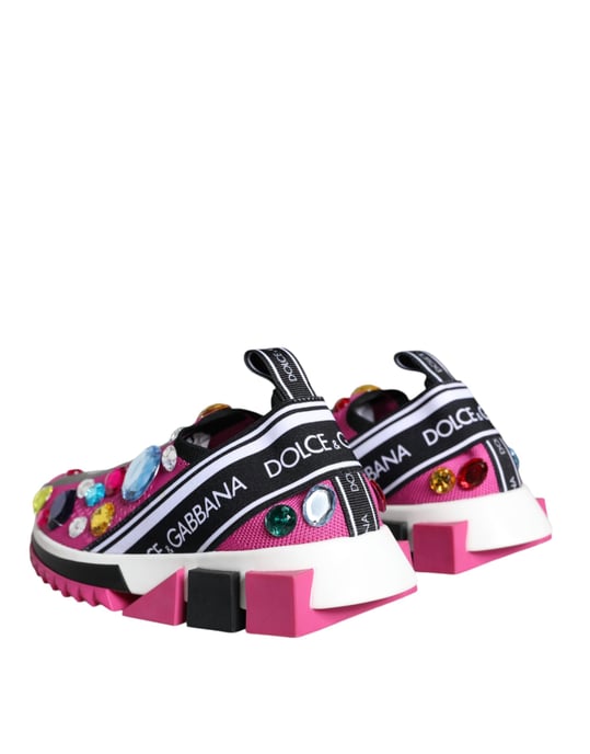 Dolce & Gabbana Roze Sorrento Kristallen Lage Sneakers Schoenen - Image 4