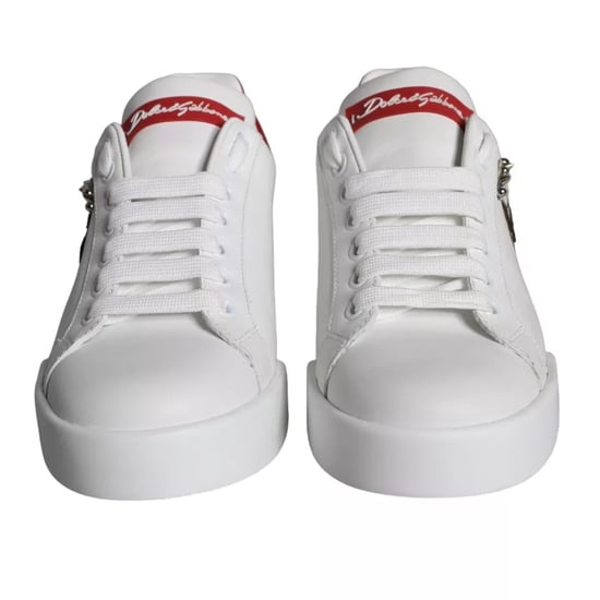 Dolce & Gabbana Witte Patch Kalfsleer Nappa Portofino Sneakers Schoenen - Image 2