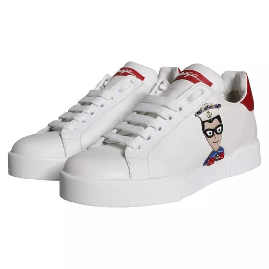 Dolce & Gabbana Witte Patch Kalfsleer Nappa Portofino Sneakers Schoenen - Image 3