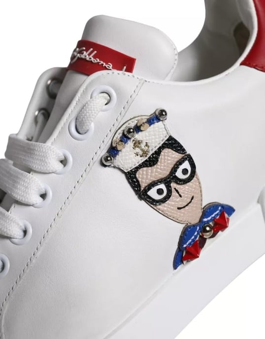 Dolce & Gabbana Witte Patch Kalfsleer Nappa Portofino Sneakers Schoenen - Image 5