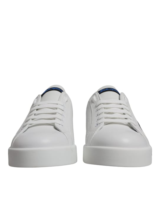 Dolce & Gabbana Witte Blauwe Leren Logo Lage Sneakers Schoenen - Image 2