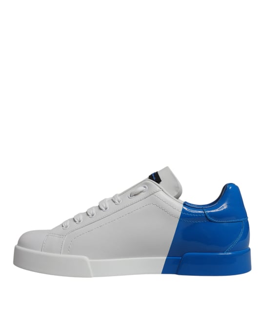 Dolce & Gabbana Witte Blauwe Leren Logo Lage Sneakers Schoenen - Image 5