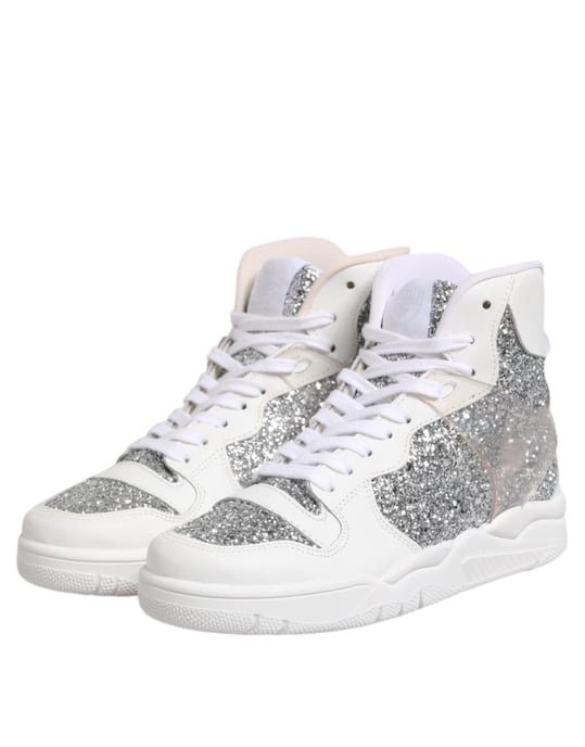 Chiara Ferragni Witte Zilveren Hoge Sneakers voor Dames - Image 4