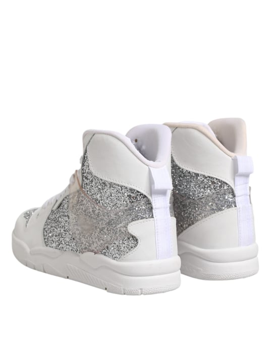 Chiara Ferragni Witte Zilveren Hoge Sneakers voor Dames - Image 5