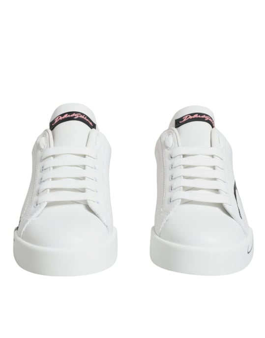 Dolce & Gabbana Witte Roze Portofino Lage Sneakers Schoenen - Image 2