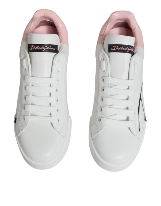 Dolce & Gabbana Witte Roze Portofino Lage Sneakers Schoenen - Image 3