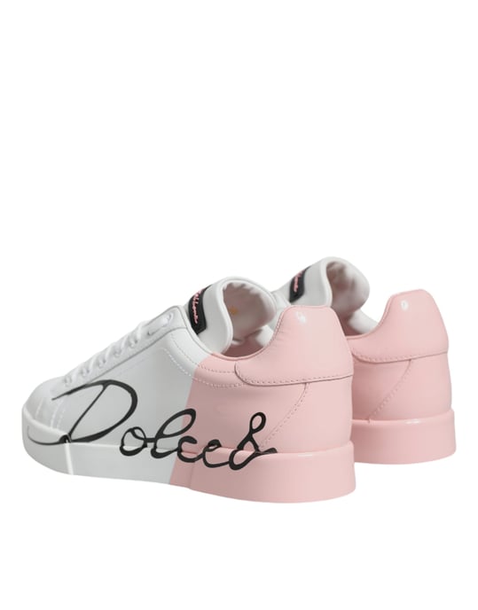 Dolce & Gabbana Witte Roze Portofino Lage Sneakers Schoenen - Image 5
