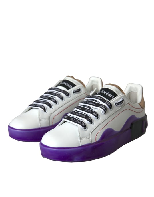 Dolce & Gabbana Witte Leren Portofino Lage Sneakers Schoenen - Image 3