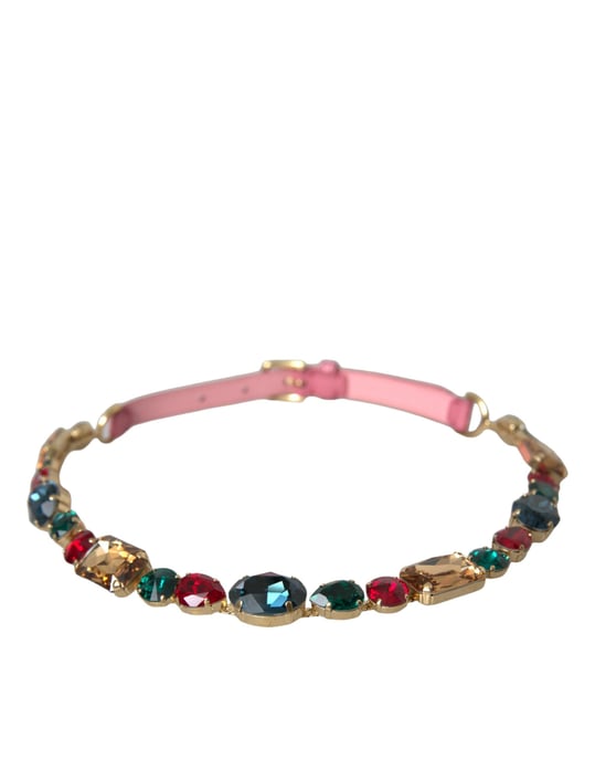 Dolce & Gabbana Roze Leren Crystal Ketting Versierde Ceintuur - Image 2