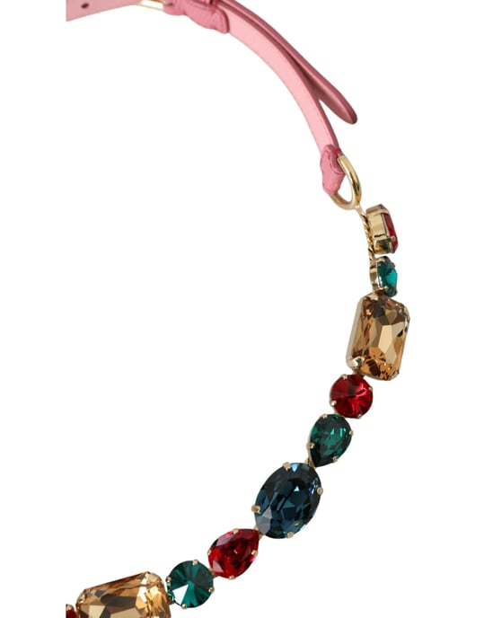Dolce & Gabbana Roze Leren Crystal Ketting Versierde Ceintuur - Image 3