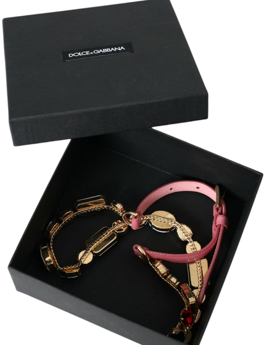 Dolce & Gabbana Roze Leren Crystal Ketting Versierde Ceintuur - Image 6