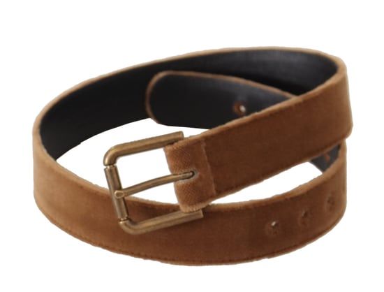 Dolce & Gabbana Bruin Fluwelen Bronzen Vintage Logo Metalen Gesp Riem - Image 2
